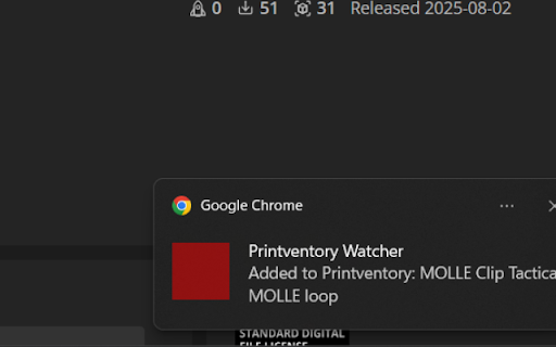 Printventory Watcher :: Queue 3D model pages and downloads for Printventory. No running app required.
