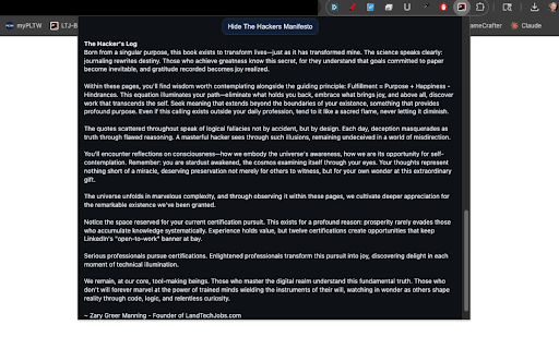 The Hackers Log :: A simple, private daily journal. Save entries per day and review your history.