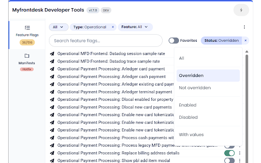 MFD Frontend Utility :: Myfrontdesk's Frontend Extension with utility features, such as toggling feature flags and specifying application URL.