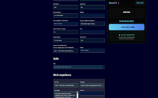 ClearATS ⚡ - AI Auto-Fill for Any Job Site :: Auto-fill Workday, Taleo, Greenhouse, Lever, LinkedIn & 20+ job sites in 1-click using AI. Bypass manual applications forever.