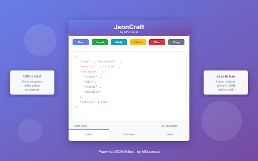 JsonCraft :: Create, edit, delete and format JSON objects easily offline by AIO.com.ai