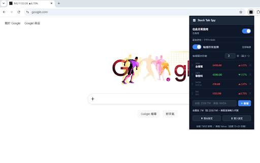 Stock Tab Spy :: 低調在分頁追蹤台股美股行情