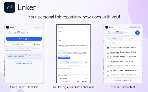 lnker — Save links :: Save any tab to your lnker URL repository — with AI-suggested tags. Pair once, save with one click.