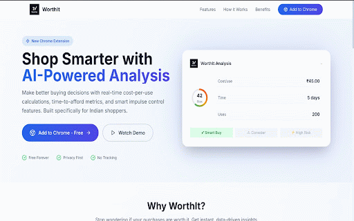 WorthIt - Smart Shopping Assistant :: Make smarter buying decisions with dynamic currency conversion, cost per use and affordability calculations