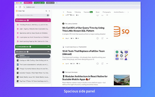 Sider Tab - Efficient Tab Management Tool :: Revolutionizes browser tab management with Side Panel, reorganize workspace and boosts your productivity.
