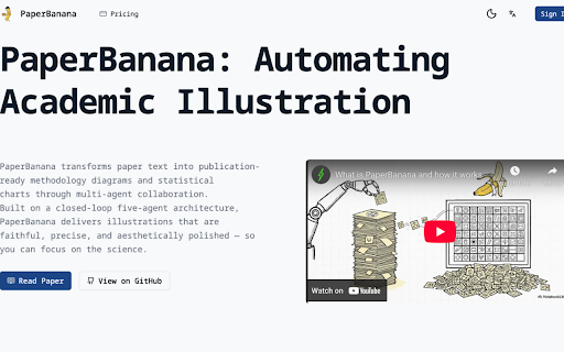 PaperBanana - AI Academic Illustration Generator :: Transform paper text into publication-ready academic illustrations with AI-powered multi-agent framework