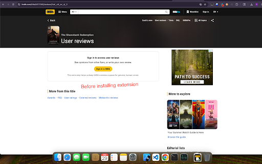 IMDb Power Tools: No-Login Reviews & Ratings :: Add no-login IMDb reviews, ratings, episode charts, cast previews, and verified watch options.