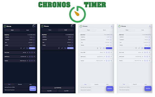 Chronos Timer :: Manage multiple countdown timers and groups. Launch, track, and export with a premium dark/light UI.