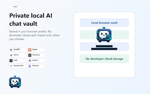 AI Chat Exporter: Local Vault :: Save AI chats locally: archive, search, redact, and export with no cloud storage.