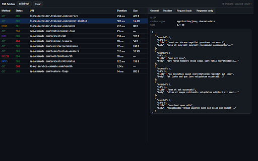 Next.js SSR DevTools :: Chrome DevTools panel for inspecting Next.js SSR fetch calls.