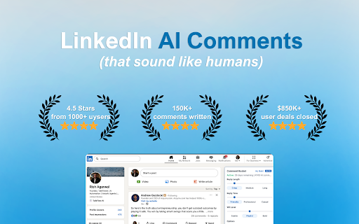 Comment Rocket - AI Powered LinkedIn Comments :: AI-powered comments for LinkedIn posts to increase reach and followers.