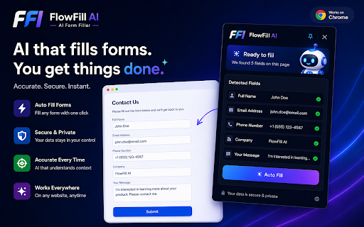 FlowFill AI – AI Form Filler & Autofill Assistant :: AI-powered autofill for forms, inputs, and multi-step workflows. Fast, smart, and effortless.