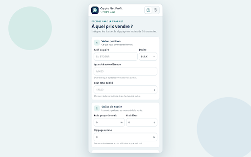 Crypto Net Profit :: Calculez votre seuil de rentabilité et votre rendement crypto net après frais et slippage.