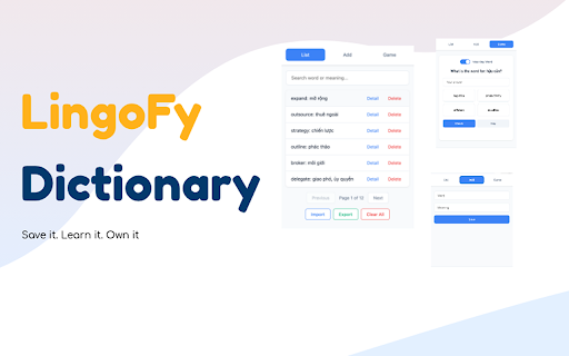 Lingofy Dictionary :: A personal dictionary extension to help you learn new words
