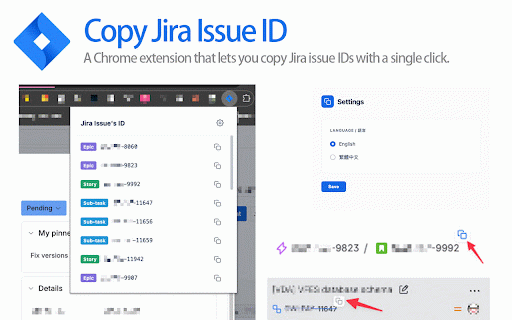 Copy Jira issue ID :: Lets you copy Jira issue ID.