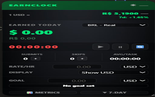 EarnClock - Hourly Earnings Tracker :: Track your hourly earnings with live USD/BRL exchange rate.