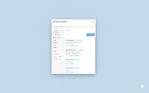Your Permanent Clipboard :: A powerful clipboard manager with categories, tags, templates, and sync across devices