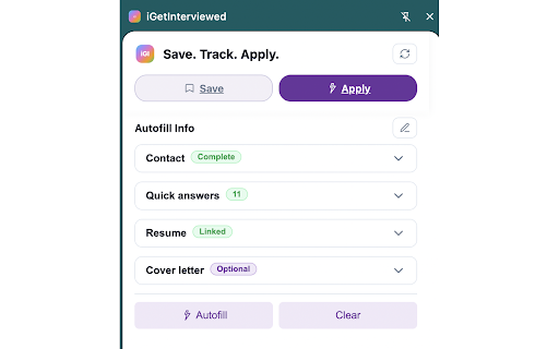 iGetInterviewed :: Autofill job application forms with a saved profile and resume.