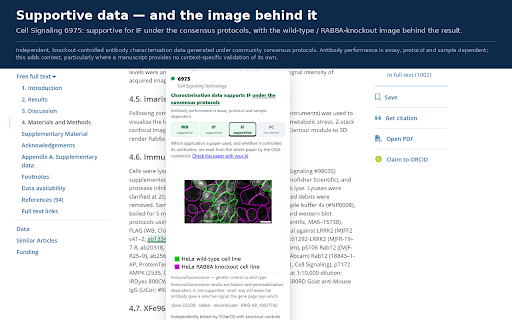 Only Good Antibodies — characterisation :: Highlights antibodies cited on a page and shows the knockout-controlled characterisation data for the application they were used in.