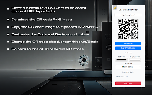 QR - Advanced Coder :: Generate a QR code for the current page or custom text.