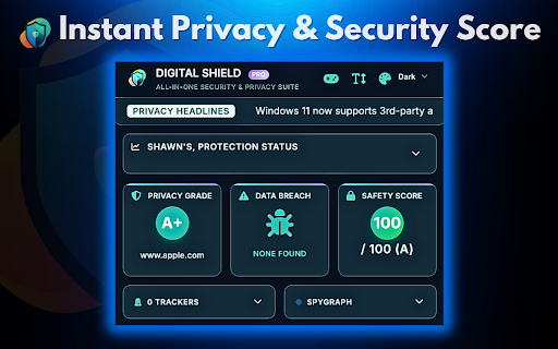 Digital Shield: All-in-One Security & Privacy Suite :: Secure your privacy, block all trackers, stop malware, and speed up tab performance with this fast, lightweight browser cleaner.