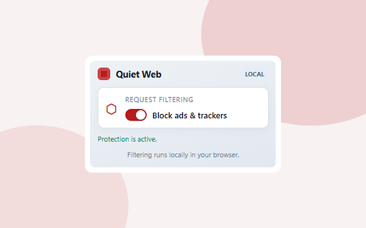 Quiet Web :: Block ads and trackers with local declarative rules. Chrome and Edge.