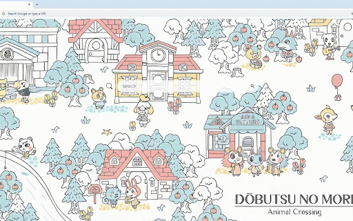 Animal Crossing - Dōbutsu no Mori Live Wallpaper :: Charming Animal Crossing village map with pastel buildings, animal villagers, and apple trees in delicate line art style.