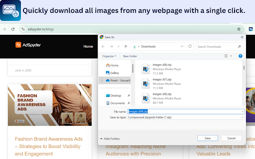Download All Images :: Install this extension to quickly download all images from any webpage with a single click.