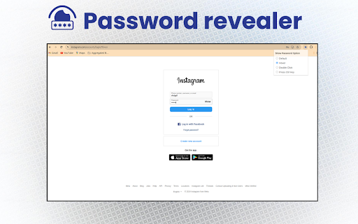 Password revealer :: Activate this extension to reveal hidden passwords, utilizing double-click, hover, or Ctrl key press.