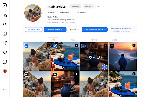 InstaDown - Mass Downloader For Instagram :: Save Instagram photos and videos you own or have permission to download—one at a time or in easy batches.
