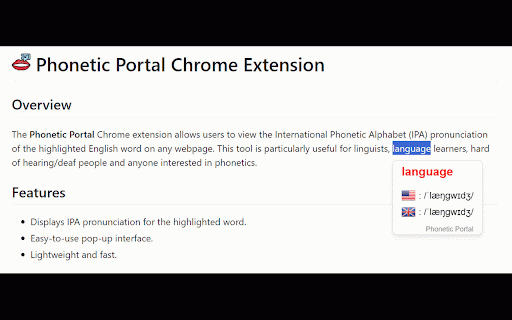 Phonetic Portal :: Opens a portal and displays the phonetic pronunciation of the highlighted word.