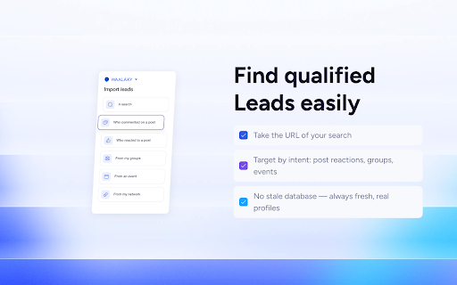 Alien Copilot :: Alien Copilot, your Waalaxy companion, helps you import prospects straight from your favorite professional network.