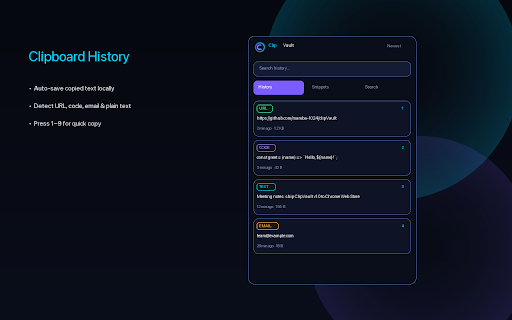 ClipVault :: Smart clipboard history and text snippet manager