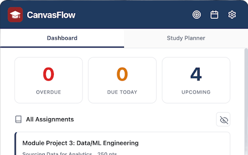 CanvasFlow: AI Assistance for Canvas LMS :: Smart Canvas companion with AI insights, assignment tracking, and weekly schedule generation.