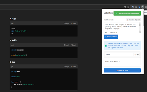 MD Code Extractor - Code Blocks to Files :: Extract code blocks from markdown content into files