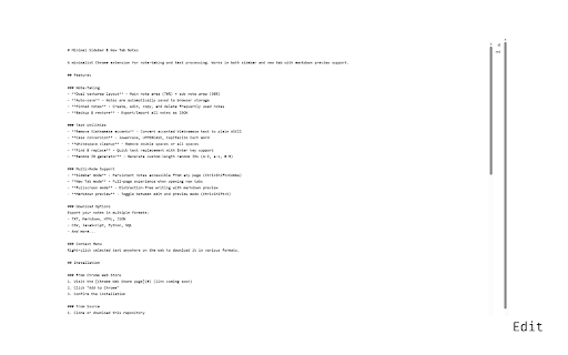 Minimal Sidebar & New Tab Notes :: Minimalist note-taking with text utilities. Works in sidebar and new tab with markdown preview support.