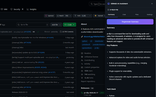 GitHub AI Assistant :: AI-powered GitHub repository analyzer. Get instant summaries, key features, tech stack breakdowns, and chat with AI about any repo.