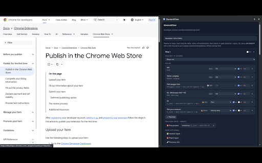 ElementFlow :: Pick elements on any site, export a CSV template, fill it, re-upload, and auto-populate the page. Keeps a history of runs.
