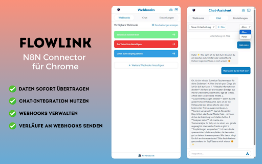 FlowLink: N8N-Connector für Chrome :: Dein N8N Connector - Powered by KI-Heroes.net