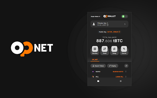 OP_WALLET :: A browser extension for managing tokens and interacting with apps on the OP_NET Bitcoin Layer 1 Metaprotocol.
