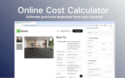 Flooring Cost Calculator :: Calculate flooring costs with support for multiple units and waste factor