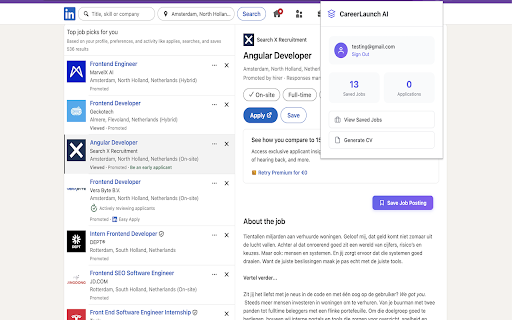 CareerLaunch AI - Job Saver :: Save job postings directly to your CareerLaunch AI profile for easy CV tailoring