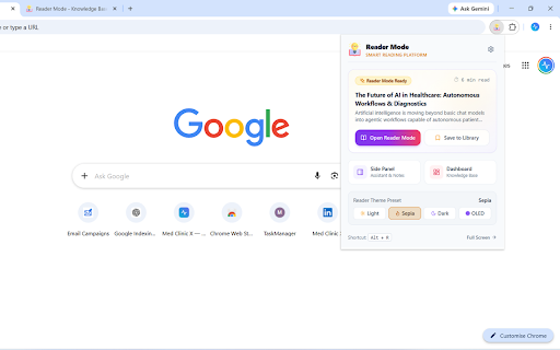 Reader Mode - Distraction-Free Reading :: Turn any webpage into a clean, distraction-free reading experience with AI summaries, custom typography, and personal library.