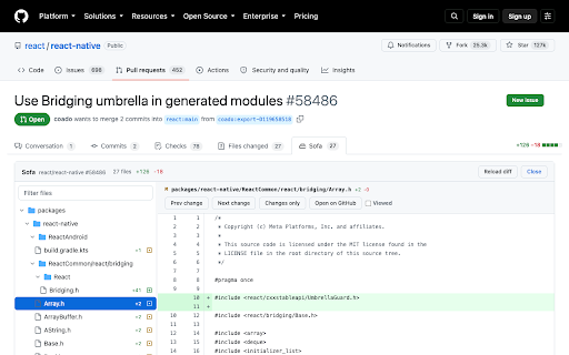 Sofa :: Agentic PR reviews at your comfort. Adds a Sofa tab to GitHub pull requests: file tree on the left, whole-file diffs on the right.
