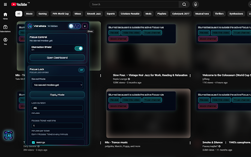 VidraNote :: A YouTube study workspace that captures notes, transcripts, and hides clear distractions.