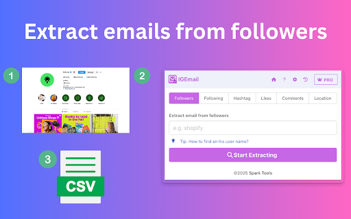 IG Email Extractor - Email Scraper and Extractor for Instagram :: Extracts emails from Instagram followers, following, hashtag, liker, commenter and location.