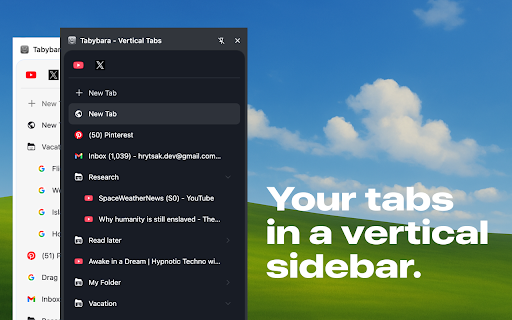 Vertical Tabs - Tabybara :: Display and manage your tabs vertically in side panel.
