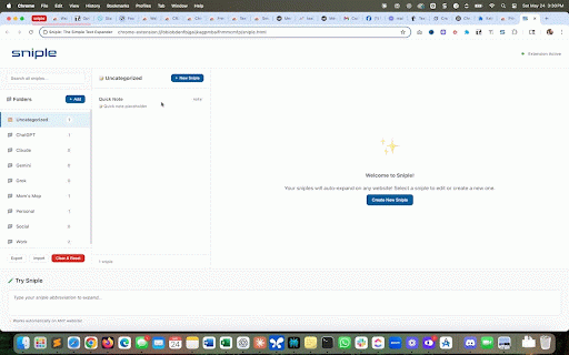 Sniple: Text Expander :: Simple text expansion for faster typing. Create abbreviations that expand into full text snippets anywhere on the web.