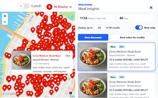 Mealshark :: Mealshark finds the best deals on MealPal! Discover newly added meals, sort by % off, and see what you're paying for each meal.
