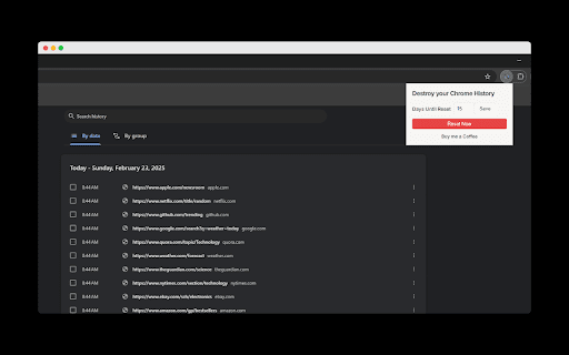 Destroy your Chrome History :: Resets your browsing history after inactivity or Instantly!.